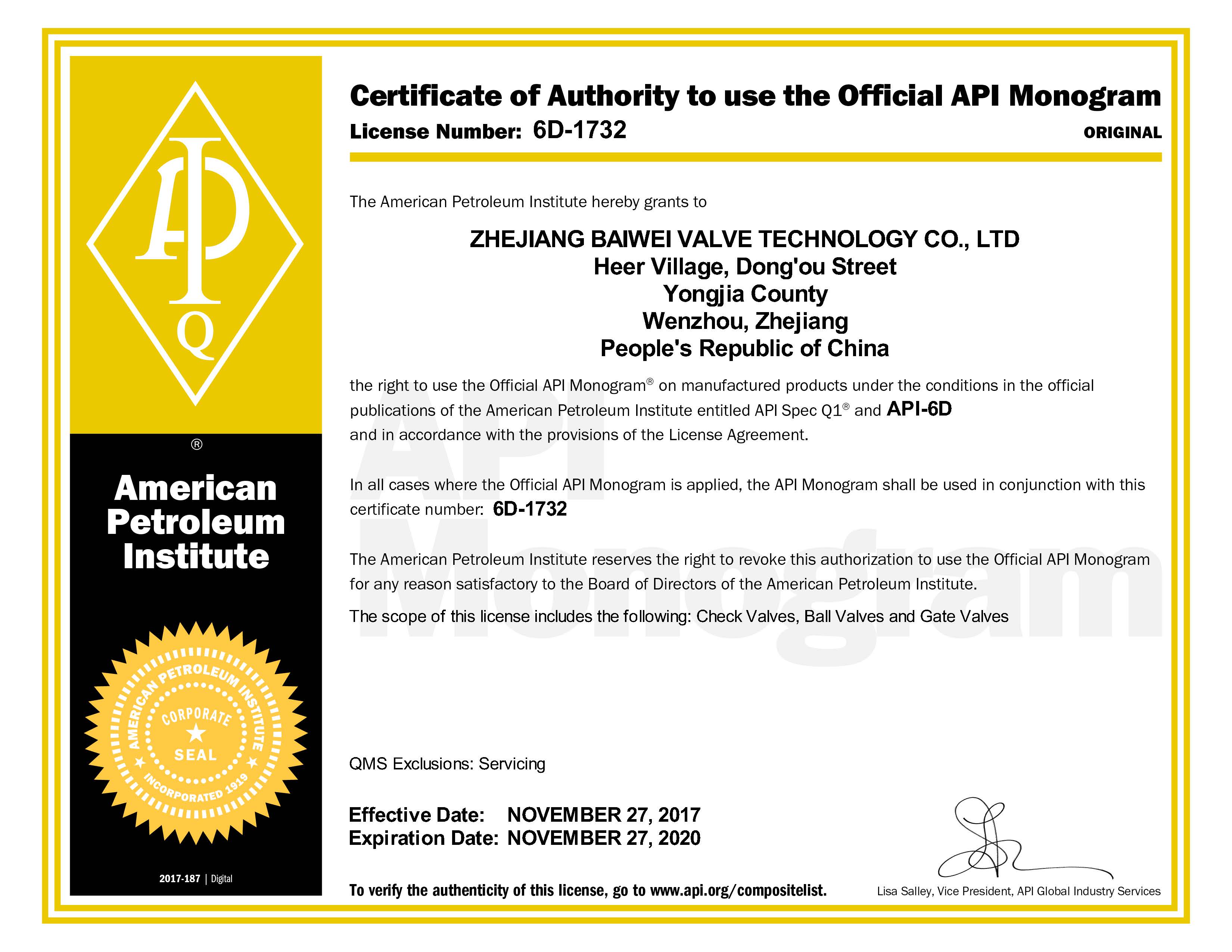 Certificate 6D-1732
